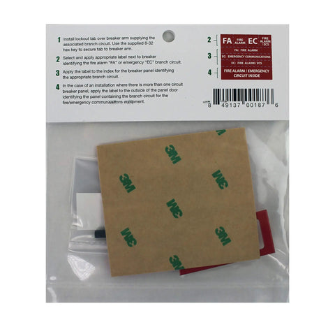 Back view of ELOCK FA Fire Lockout Kit For E Series Emergency Access Control And Safety Gear packaging with instructions.
