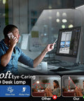 Ultra Wide 31 Point 5 Inch LED Desk Lamp With Double Heads And Clamp 24W Eye Caring Architect Light used at desk setup