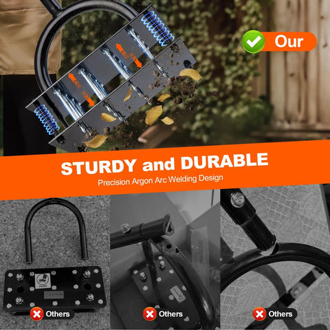 Your Go To Lawn Aerator Tool With 16 Iron Spikes And Ergonomic T Handle For Deep Soil Loosening And Yard Aeration in action.