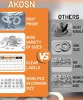Comparison chart illustrating benefits of 108 Piece Stainless Steel Flat Washer Set For Bolts, 18 Sizes M3 to M12, vs others.