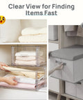 2 Pack Large Clear Stackable Storage Drawers 27Qt Each 54 Qt Total Space Saver Closet Under Bed Organizer Easy Assemble Plastic Storage Bins Dust Proof For Clothing And Sweaters