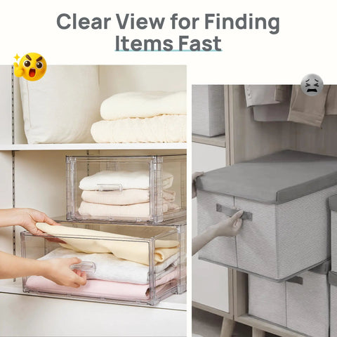 2 Pack Large Clear Stackable Storage Drawers 27Qt Each 54 Qt Total Space Saver Closet Under Bed Organizer Easy Assemble Plastic Storage Bins Dust Proof For Clothing And Sweaters