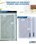 20x25 Replacement Filter Pads For Dynamic Air Cleaner 3 Pack Fiberglass Media With Activated Carbon Center White Made In USA UL Classified CADR Tested For Cleaner Air, filter measurements shown.