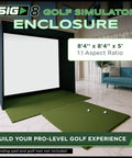 Pro Grade Indoor Golf Simulator Enclosure Kit With Impact Screen And Protective Padding No Fuss Push Pin Setup Complete Practice Bay With Surround Poles And More 8 Ft 4 In By 8 Ft 4 In By 5 Ft shown in living room