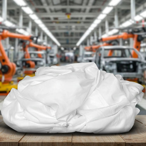 Recycled White Cleaning Rags Bulk 5 Lb Box Lint Free Cotton Cloths for Auto Shop Manufacturing and Janitorial Use