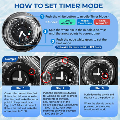 How to set timer mode for Hot Water Recirculating Pump Kit For Tank Water Heater With Programmable Timer.