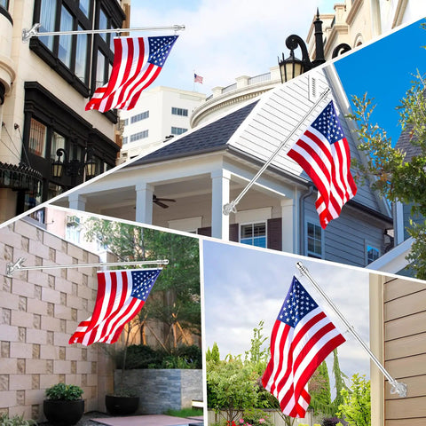 1 Inch Flag Pole Holder For Outdoor House Use, Heavy Duty Aluminum 2 Position Flag Pole Bracket Mount With 3 Fixed Holes