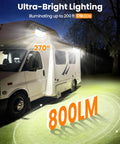 Magnetic RV Solar Lights Outdoor 178 LED 800LM Ultra Bright Porch Light With Motion Sensor IP65 Waterproof Exterior
