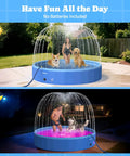 Foldable Dog Pool With Sprinkler And RGB LED Light 72 Inch Collapsible Hard Plastic Bathing Pool For Small And Large Dogs Cats And Kids Portable Wading Pool For Backyard Camping And Outdoor Cooling For Backyard Fun