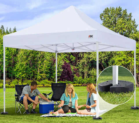 Heavy Duty Canopy Weights Set With Lock Design Pre Filled Cement 4 Pack Totaling 26.4 Lbs keeps gazebo steady on grass