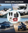 Wide application of Remote Battery Disconnect Switch Kit 12V 250A for car, truck, RV, boat with remote control and accessories.