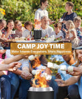 Family enjoying the Smokeless Tabletop Fire Pit For Outdoor Use Portable Mini Stove With Carry Bag Fueled By Pellets Or Wood