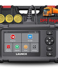 CRP129HD Heavy Duty Truck Scanner With DPF Regen And Speed Limit Adjust Reset Full System Diesel Semi Truck Diagnostic Tool And Code Reader For Cummins Detroit Allison International And Paccar Beat Dealership Prices showing display and connectors