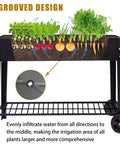 Big Outdoor Raised Garden Bed With Legs And Wheels Metal Planter Box For Vegetables Flowers And Herbs Elevates Your Patio Or Backyard Grow Space Forty Inch Long By Eleven Inch Wide By Thirty One And A Half Inch High showing soil and plants