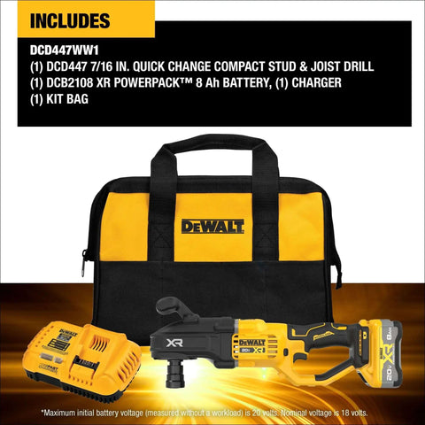 Badass Heavy Duty Cordless Stud And Joist Drill Kit Includes 20V Max Battery And Charger With Anti Rotation Feature And Massive 4 Inch Hole Capacity Designed To Crush Wood Projects Like A Champ with drill, battery, charger, and kit bag.