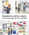 Garage Wall Storage Kit With FastTrack Rails Hooks Shelves And Cabinets Built To Last Heavy Duty Steel Wall Mounted Organizer System