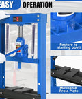 Close-up view of 6 Ton Hydraulic Press Heavy Duty Shop Press with adjustable stand and plates, showcasing easy operation features.
