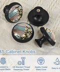 Set Of 4 Matte Black Drawer Pulls Daisy Cabinet Knobs Round Crystal Glass Dresser Pulls Closet Door Handles For Kitchen