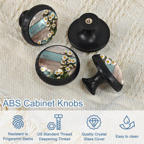 Set of 4 Matte Black Cabinet Pulls With Crystal Accents ✓