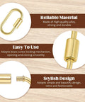 Ten Pack Screw Carabiner Lock Charms For DIY Jewelry Making Gold Tone Small Locking Carabiners with brass screw mechanism