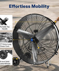 Beast Mode High Velocity 42 Inch Drum Fan Featuring 30,000 CFM High Speed And 21,000 CFM Low, 1/2 HP Motor, heavy duty floor fan
