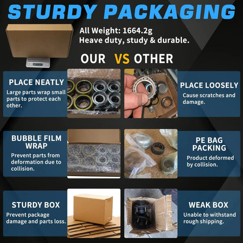 Comparison of sturdy packaging methods for 4 Pack Heavy Duty Trailer Hub Bearing Kit For 3500lb Tapered Axle