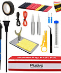 Straight Up Solid 60W Soldering Iron Kit with accessories like tips, wires, and tools for electronics repair and maintenance.