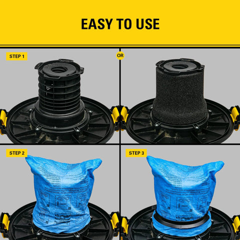 Step-by-step guide for installing Reusable Blue Cloth Filter With Clamp Ring 19-1500 for 5-6 Gallon Wet Dry Vacs