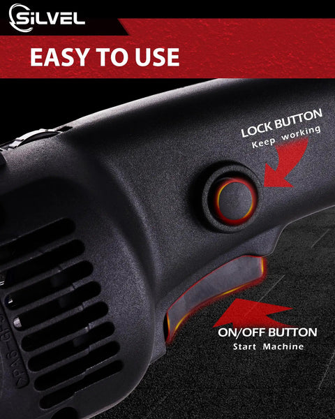 Close-up of lock and on/off buttons on Beefy 1400W Burnishing Polishing Machine 110V Handheld Sander Polisher Kit