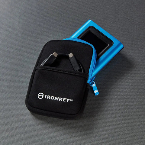 Vault Privacy 80 External SSD With FIPS 197 Encryption And XTS AES 256 Bit Encryption Plus Touch Screen PIN in blue case