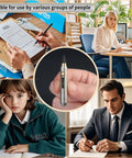 Ultra Durable Titanium Pocket Pencil With Retractable Tip, Keychain Case And No Sharpening Everlasting Graphite For Sketching, Drawing And Writing, Includes 2 Nibs, Mini Case And Gift Ready Box shown in various use cases like office and field work.
