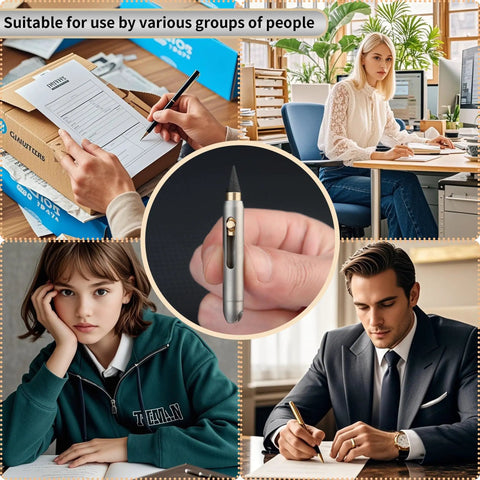 Ultra Durable Titanium Pocket Pencil With Retractable Tip, Keychain Case And No Sharpening Everlasting Graphite For Sketching, Drawing And Writing, Includes 2 Nibs, Mini Case And Gift Ready Box shown in various use cases like office and field work.