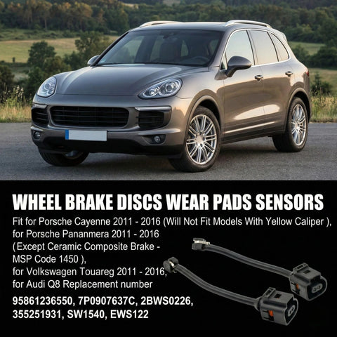 Rear brake pad wear sensor set (2-pack) for VW Touareg 2011-2014, Porsche Cayenne 2011-2016, Panamera 2011-2014