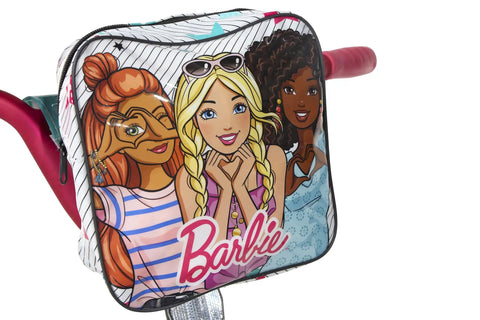 Handlebar basket of Barbie 16 Inch Girls Bike For Kids Aged Five To Seven with fun stylish design and vibrant character graphics.
