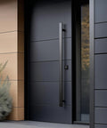 71 Inch Stainless Steel Push Pull Door Handle Set With Solid 304 Standoffs, Heavy Duty Commercial Grade, Matte Black Finish For Barn Glass And Interior Doors, Long Reach Pull Handles, Durable Easy Install Hardware on modern black door