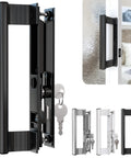 Heavy Duty Sliding Glass Door Handle Set 6 5/8 Inches Black Zinc Finish With Ergonomic Grip, Reversible Installation