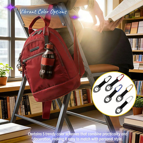 Durable Silicone Water Bottle Holder With Carabiner Clip And Key Ring Fits 12 To 25 Oz Bottles attached to a red backpack