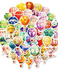 Watercolor Hot Air Balloon Sticker Pack Dope 50 Designs Waterproof Vinyl For Journaling Laptops Water Bottles Planners Scrapbooks.