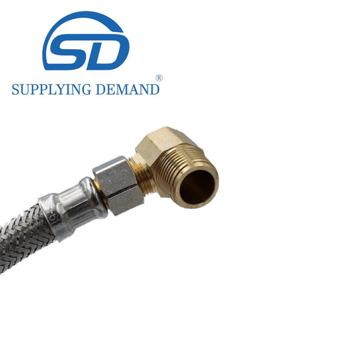 Universal Dishwasher Install Kit With 6 Foot Stainless Steel Hose And Copper Elbow Wire Connectors for dishwasher hookup.