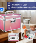 Pink Three Digit Combination Lock Box For Medication And Valuables Portable Locking Storage Case with child-proof feature