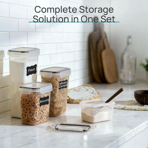 Stackable Airtight Food Storage Containers With Lids, 24-Piece Plastic Canister Set For Cereal, Dry Food, Flour And Sugar