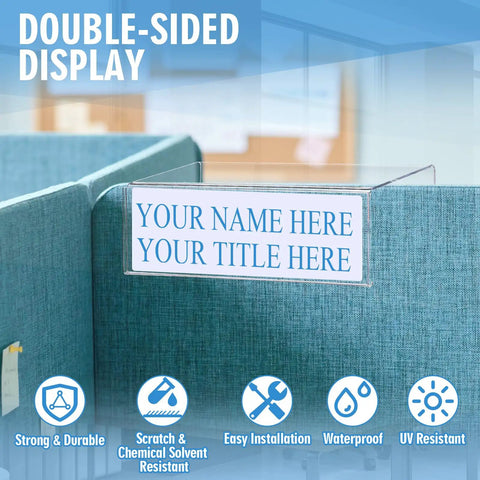 Clear Acrylic Cubicle Name Plate Holders Set Of Four 8.5 Inch Long By 2.5 Inch Wide Fits 3 Inch Cubicle Walls signage in office