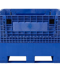 Heavy Duty Collapsible Bulk Box 48x40x33 Inch Plastic Storage Tote viewed from front showing durable design and drop doors.