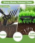 2 In 1 Heavy Duty Garden Hoe With 62 Inch Long Handle, dual sharp blade and pointed tines for weeding and soil aeration in grass