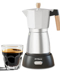 Electric Espresso Maker For Home Use No Stove Top Fuss Italian Moka Pot Style Cuban Coffee Maker Portable Electric Cafeteras With Detachable Base 3 Or 6 Cup Silver