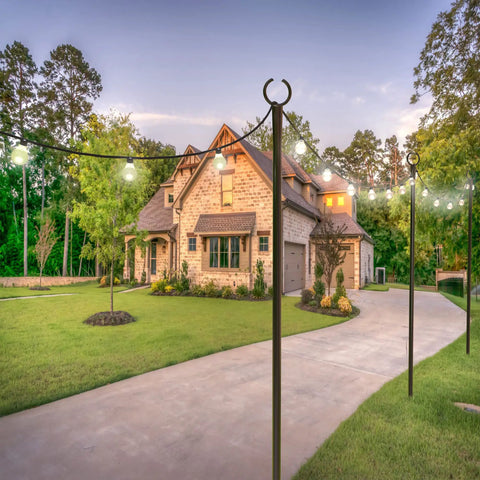 2 Pack 10Ft Spiral Screw In Outdoor String Light Poles For Patio And Garden No Fuss Install Durable Poles Ideal For Backyard
