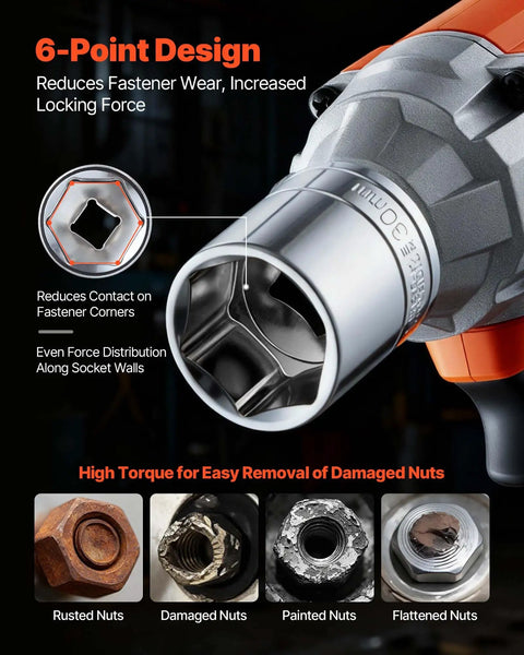 Close-up of socket showcasing 6-point design from the Durable 297-Piece Mechanic Tool Set With Quarter Inch, Three Eighths Inch, And Half Inch Drive Sockets.