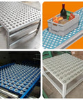 Conveyor setups with flange-mounted ball transfer units, showcasing 32-Piece 1 Inch Roller Ball Transfer Bearing Set With Flange Mounted Carbon Steel Round Ball Transfer Units For Universal Rotation Ball Casters For Conveyors Roller Stands And Transmissions Load Capacity 400 Lbs