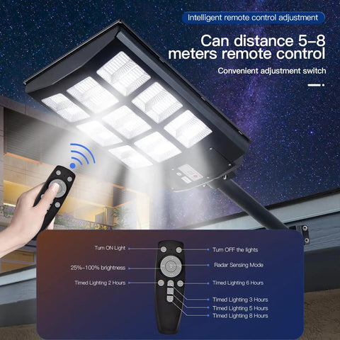 Outdoor Solar Street Light With Motion Sensor And Remote IP67 Waterproof Wall Mount LED Flood Light with remote control use