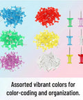 Bulk Assorted Push Pins For Bulletin Boards Featuring Hella Bright Plastic Heads And Sharp Metal Tips That Gonna Keep Your Notes Secure And Organize Your Space Like A Pro in vibrant colors.